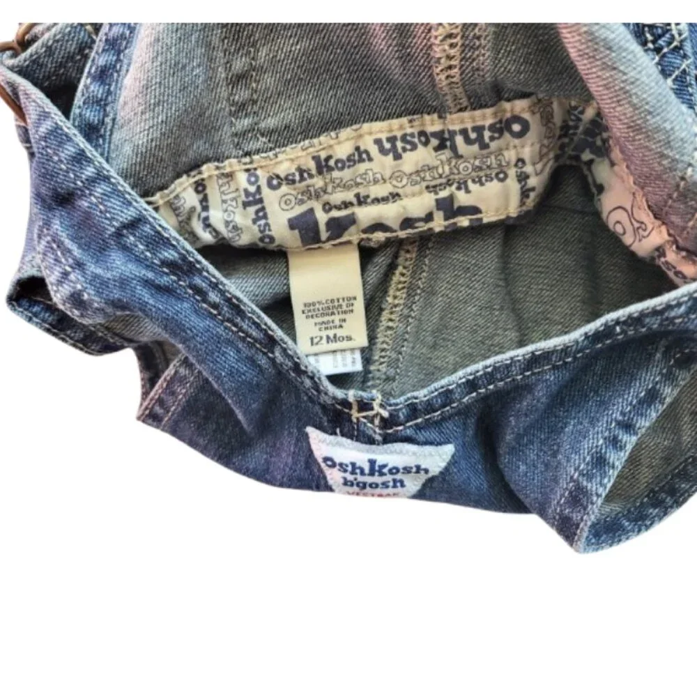OSHKOSH B'GOSH Vestbak Blue Jean Bib Overalls - Infant Boy's 12 Months